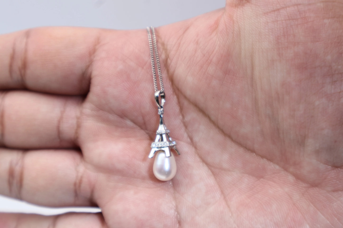 Eiffel Tower Pearl Drop Necklace,