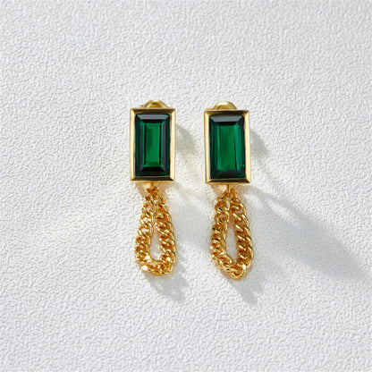 5CT Emerald Chain Earrings
