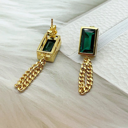 5CT Emerald Chain Earrings