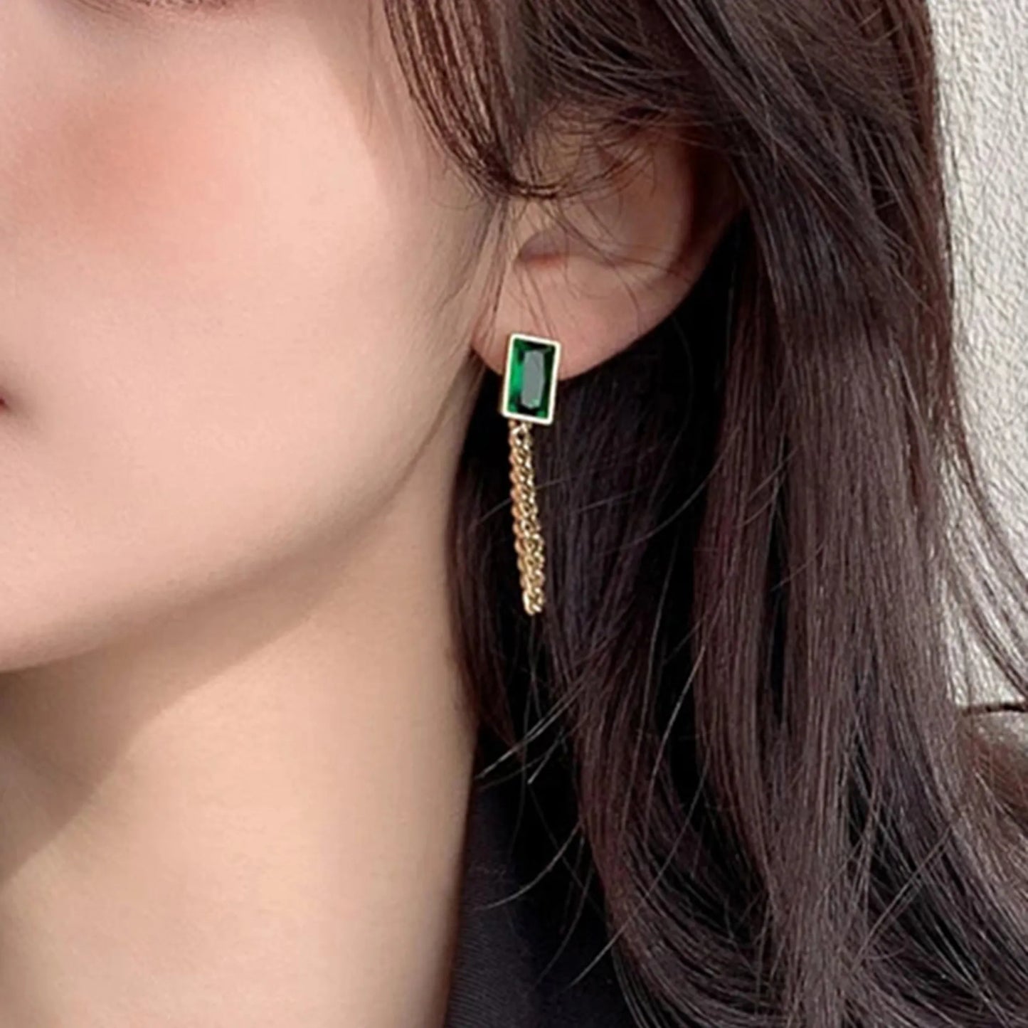 5CT Emerald Chain Earrings
