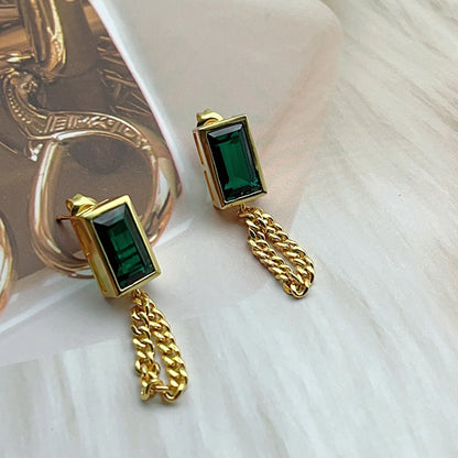 5CT Emerald Chain Earrings