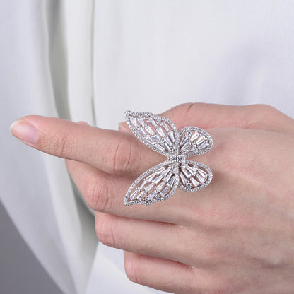 Wholesale Large Full Diamond Butterfly Ring