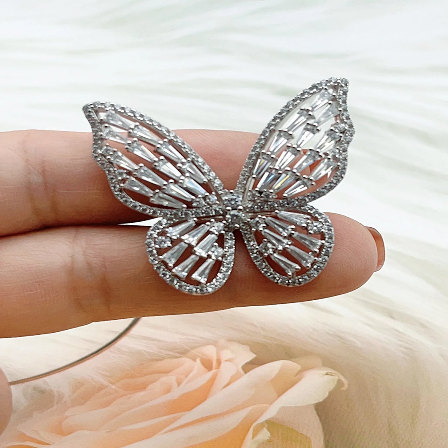 Wholesale Large Full Diamond Butterfly Ring