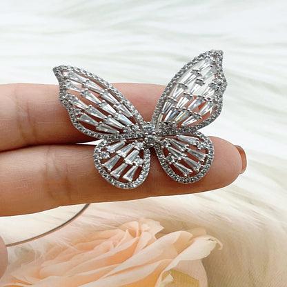Wholesale Large Full Diamond Butterfly Ring