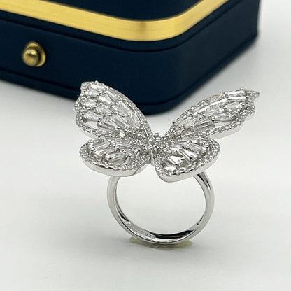 Wholesale Large Full Diamond Butterfly Ring