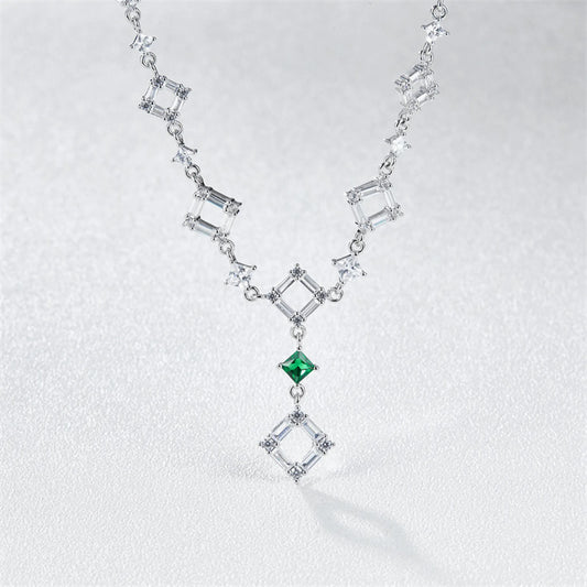 Geometric patchwork necklace worn on neck gold plated supplier