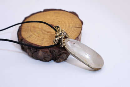 Handcrafted Tiger Spirit Necklace with Natural Clear Quartz Crystal