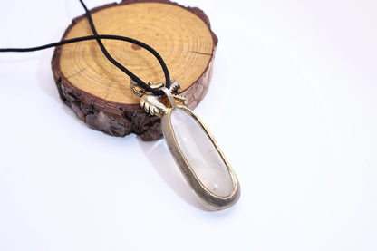 Handcrafted Tiger Spirit Necklace with Natural Clear Quartz Crystal