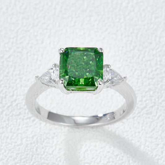 Square simulated diamond ring worn on hand white gold supplier