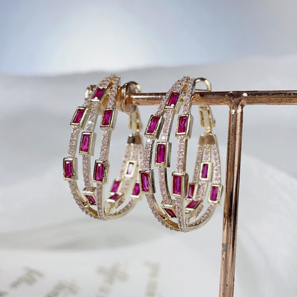 #006 Fashion Color Zircon Earrings Elegant - 18K Gold Plated | Bo Cheng Jewelry