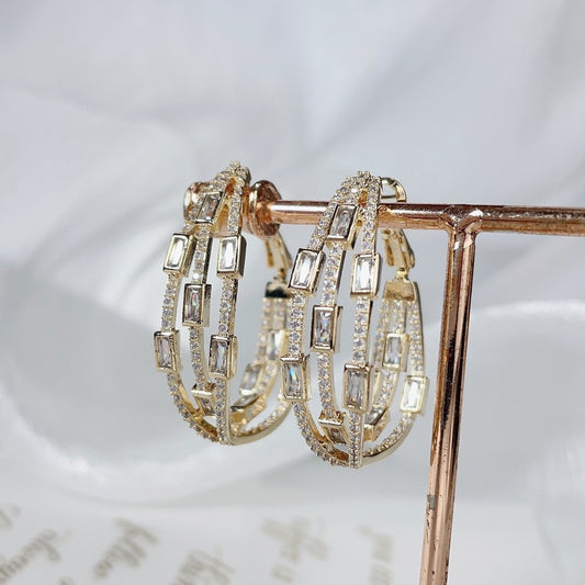 #006 Fashion Color Zircon Earrings Elegant - 18K Gold Plated | Bo Cheng Jewelry