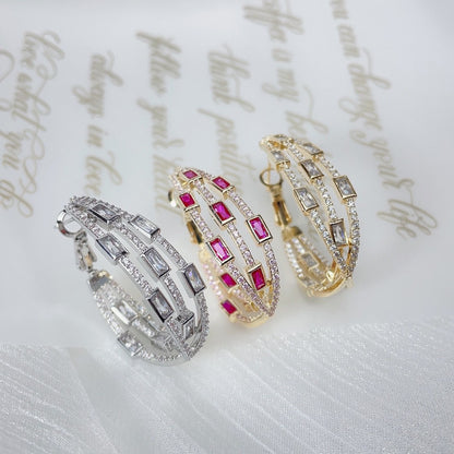 #006 Fashion Color Zircon Earrings Elegant - 18K Gold Plated | Bo Cheng Jewelry