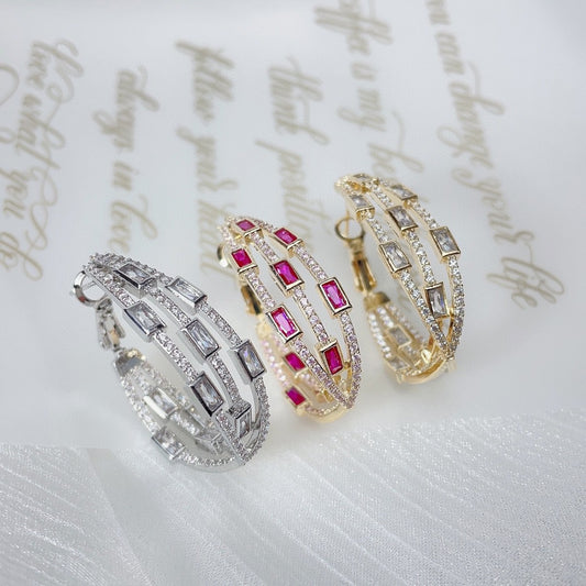 #006 Fashion Color Zircon Earrings Elegant - 18K Gold Plated | Bo Cheng Jewelry