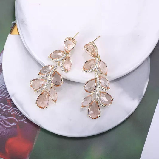 #027 Colorful Zircon Design Earrings - 18K Gold Plated | Bo Cheng Jewelry