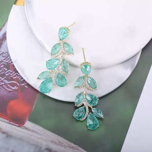 #027 Colorful Zircon Design Earrings - 18K Gold Plated | Bo Cheng Jewelry