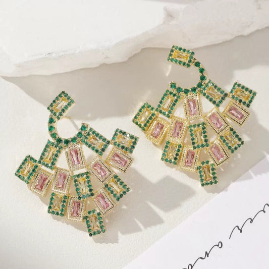 #033 Classic Simulated Diamond Drop Earrings - 18K Gold Plated | Bo Cheng Jewelry