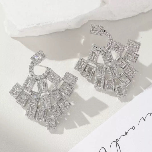 #033 Classic Simulated Diamond Drop Earrings - 18K Gold Plated | Bo Cheng Jewelry