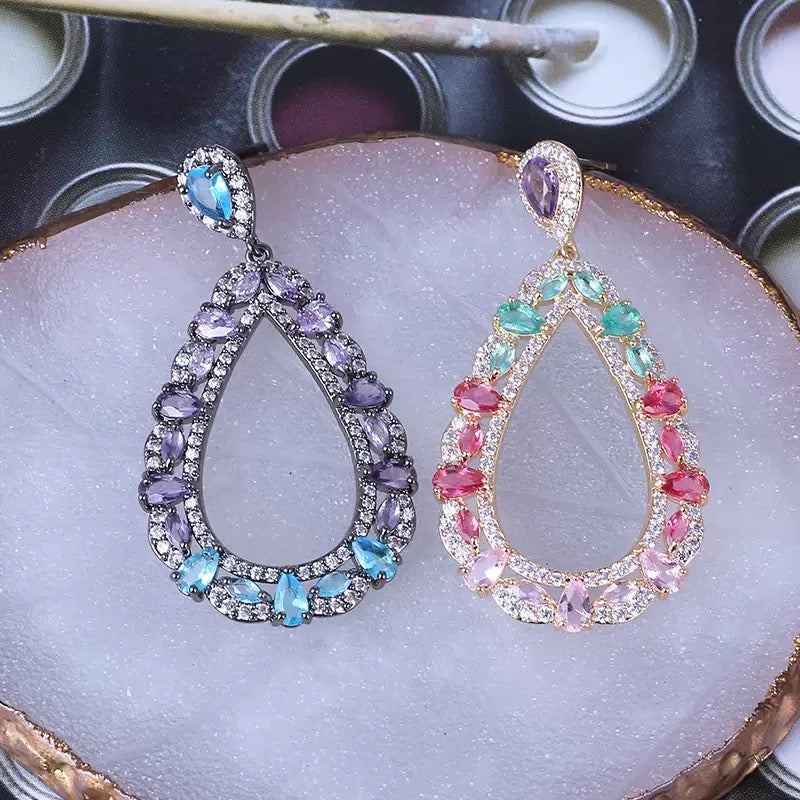 #057 Colorful Zircon Design Ear Accessories - 18K Gold Plated | Bo Cheng Jewelry