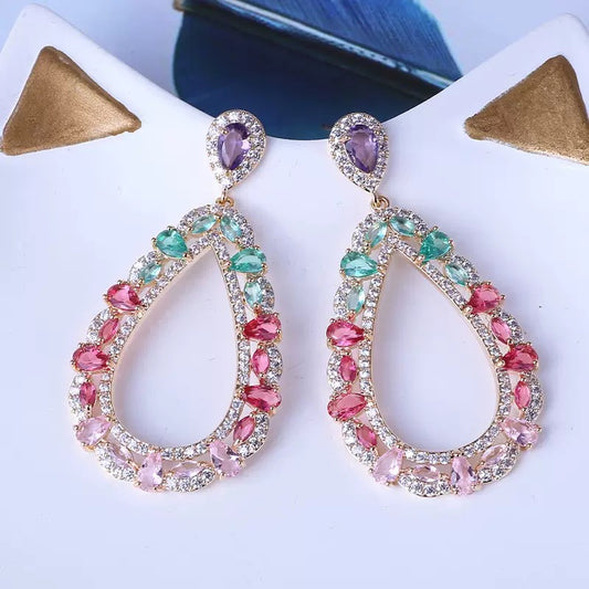 #057 Colorful Zircon Design Ear Accessories - 18K Gold Plated | Bo Cheng Jewelry