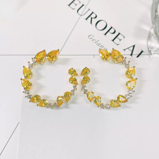#058 Minimalist Colorful Zircon Drop Earrings - 18K Gold Plated | Bo Cheng Jewelry