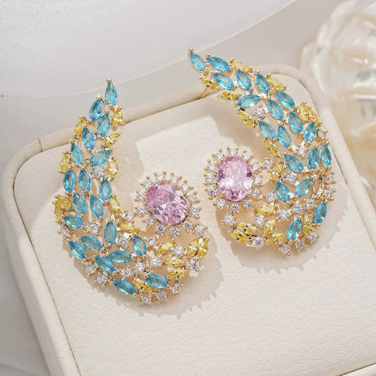 #062 Simulated Diamond Fashion Drop Earrings - 18K Gold Plated | Bo Cheng Jewelry