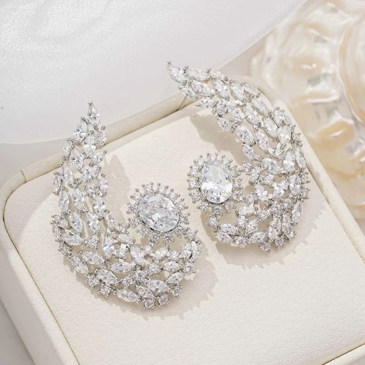 #062 Simulated Diamond Fashion Drop Earrings - 18K Gold Plated | Bo Cheng Jewelry