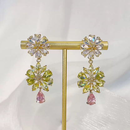 #064 Design Crystal Drop Earrings - 18K Gold Plated | Bo Cheng Jewelry