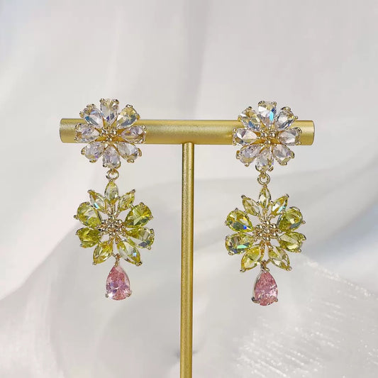#064 Design Crystal Drop Earrings - 18K Gold Plated | Bo Cheng Jewelry