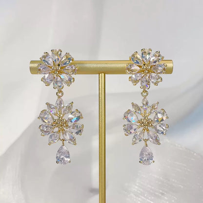 #064 Design Crystal Drop Earrings - 18K Gold Plated | Bo Cheng Jewelry