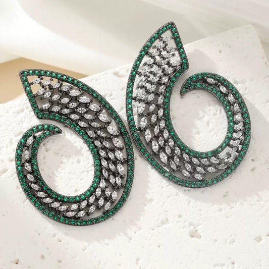 #065 Fashion Cubic Zirconia Earrings - 18K Gold Plated | Bo Cheng Jewelry