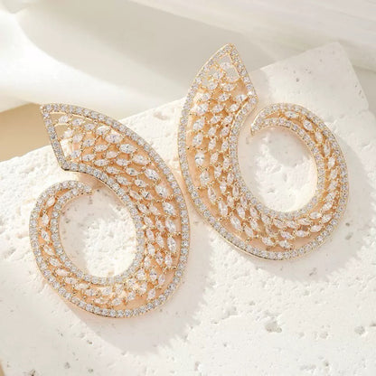 #065 Fashion Cubic Zirconia Earrings - 18K Gold Plated | Bo Cheng Jewelry