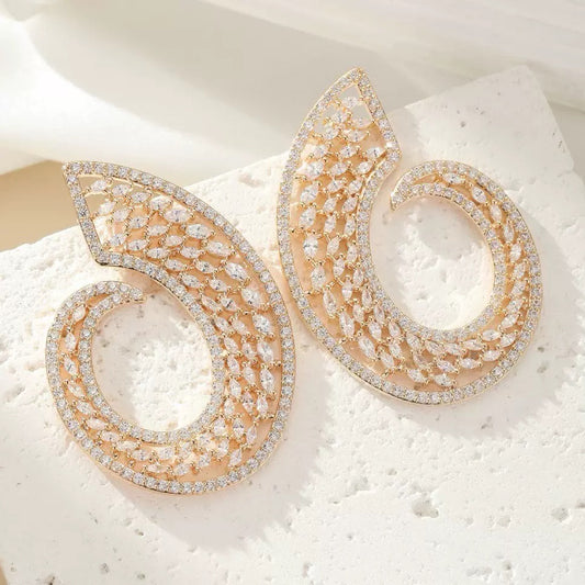 #065 Fashion Cubic Zirconia Earrings - 18K Gold Plated | Bo Cheng Jewelry
