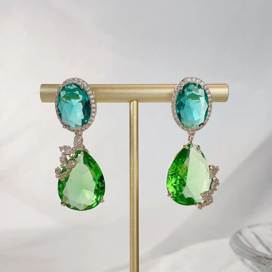 #069 Color Zircon Zircon New Drop Earrings - 18K Gold Plated | Bo Cheng Jewelry