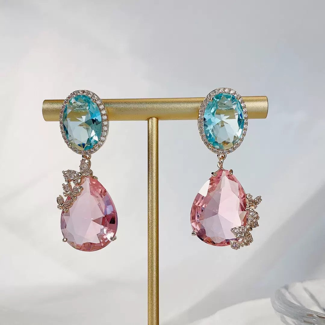 #069 Color Zircon Zircon New Drop Earrings - 18K Gold Plated | Bo Cheng Jewelry