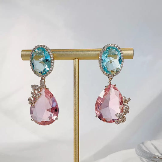 #069 Color Zircon Zircon New Drop Earrings - 18K Gold Plated | Bo Cheng Jewelry