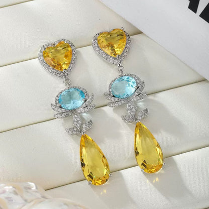 #071 Colorful Zircon Color Zircon Drop Earrings - 18K Gold Plated | Bo Cheng Jewelry