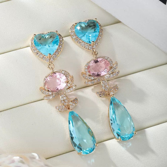 #071 Colorful Zircon Color Zircon Drop Earrings - 18K Gold Plated | Bo Cheng Jewelry