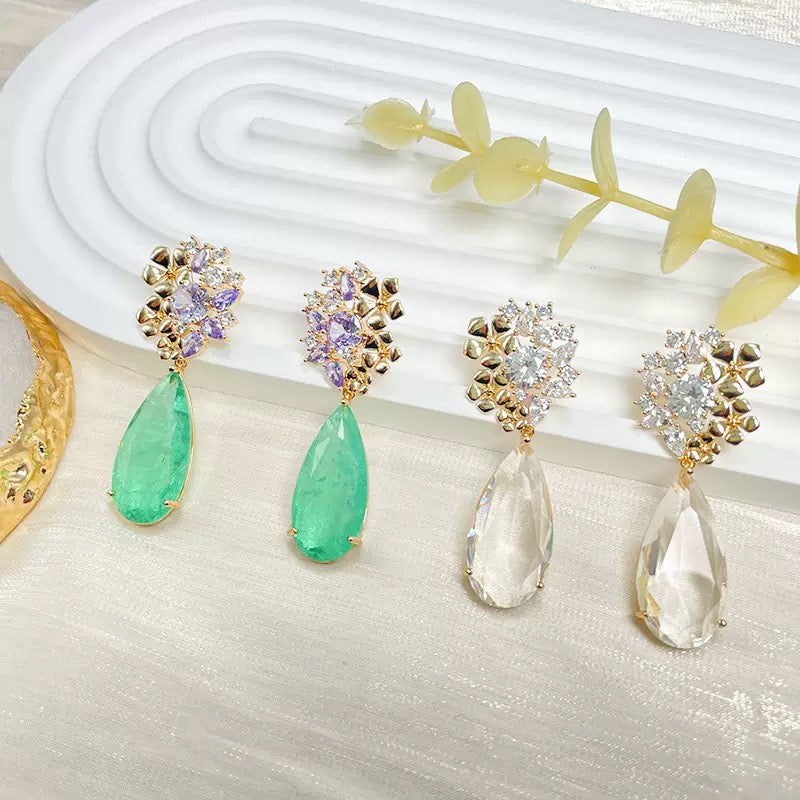 #073 Micro-set Colorful Zircon New Stud Earrings - 18K Gold Plated | Bo Cheng Jewelry