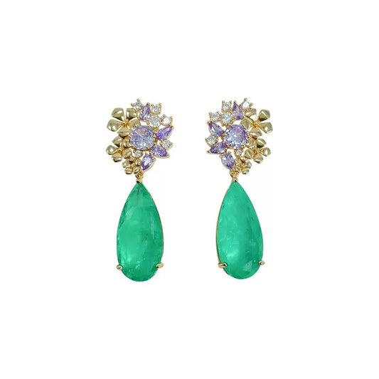 #073 Micro-set Colorful Zircon New Stud Earrings - 18K Gold Plated | Bo Cheng Jewelry
