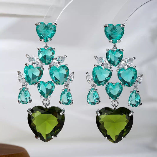 #075 Exquisite Colorful Zircon Drop Earrings - 18K Gold Plated | Bo Cheng Jewelry