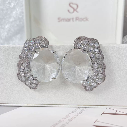 #077 Luxury Cubic Zirconia Drop Earrings - 18K Gold Plated | Bo Cheng Jewelry