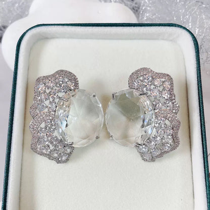 #077 Luxury Cubic Zirconia Drop Earrings - 18K Gold Plated | Bo Cheng Jewelry
