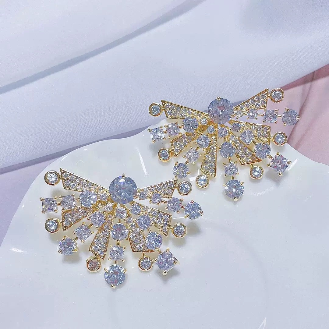 #078 Sparkling Crystal Selected Ear Accessories - 18K Gold Plated | Bo Cheng Jewelry