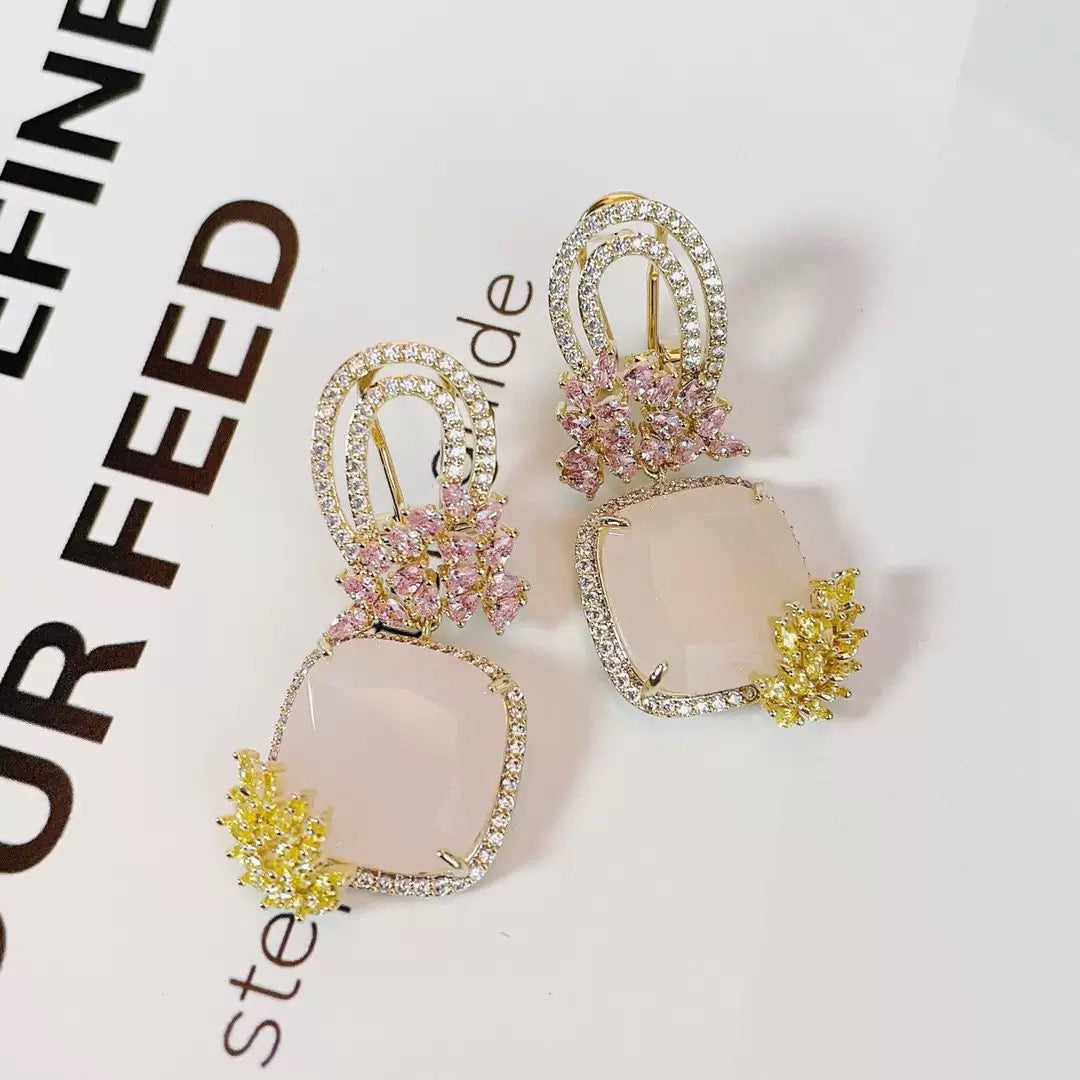#079 Crystal Elegant Earrings - 18K Gold Plated | Bo Cheng Jewelry