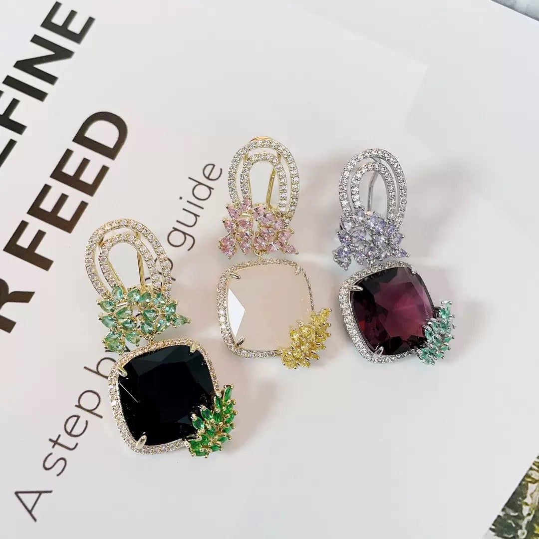 #079 Crystal Elegant Earrings - 18K Gold Plated | Bo Cheng Jewelry