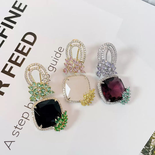 #079 Crystal Elegant Earrings - 18K Gold Plated | Bo Cheng Jewelry