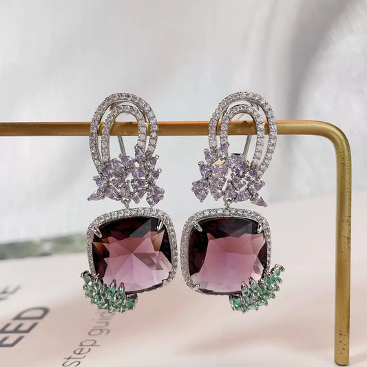 #079 Crystal Elegant Earrings - 18K Gold Plated | Bo Cheng Jewelry