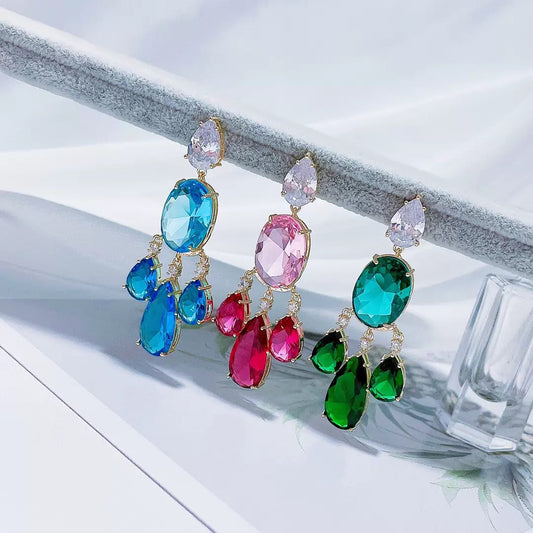 #080 Simulated Diamond Color Zircon Earrings wholesale - 18K Gold Plated | Bo Cheng Jewelry