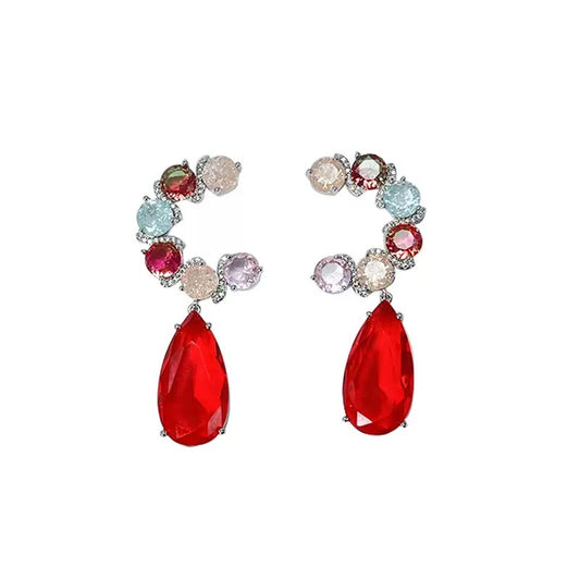 #082 Design Crystal Selected Drop Earrings - 18K Gold Plated | Bo Cheng Jewelry
