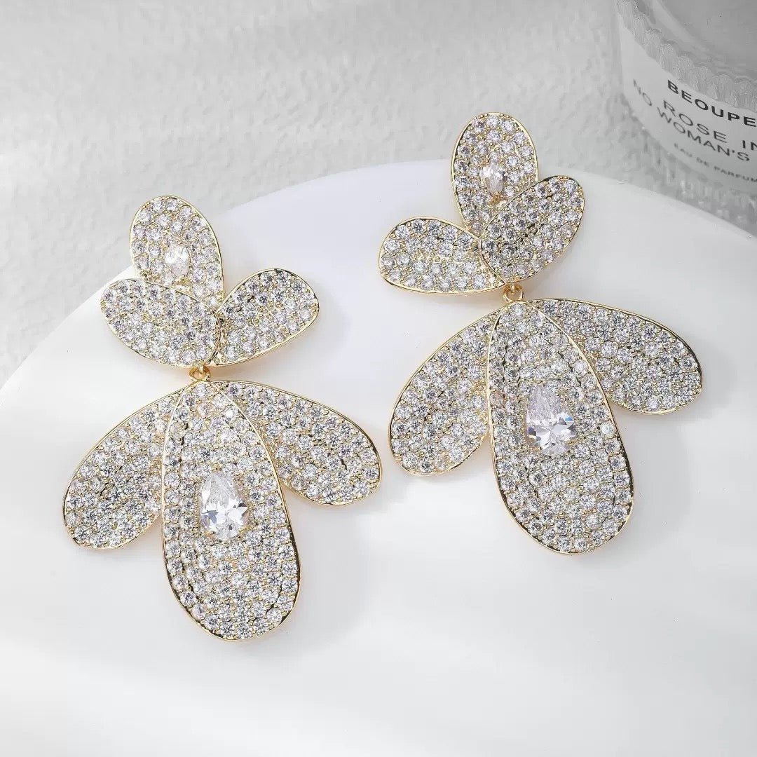 #085 Color Zircon Simulated Diamond Stud Earrings - 18K Gold Plated | Bo Cheng Jewelry